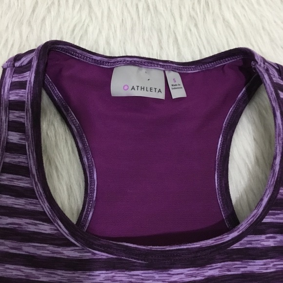 Athleta women’s purple striped athletic fitness yoga running bra top siz… - Picture 4 of 6